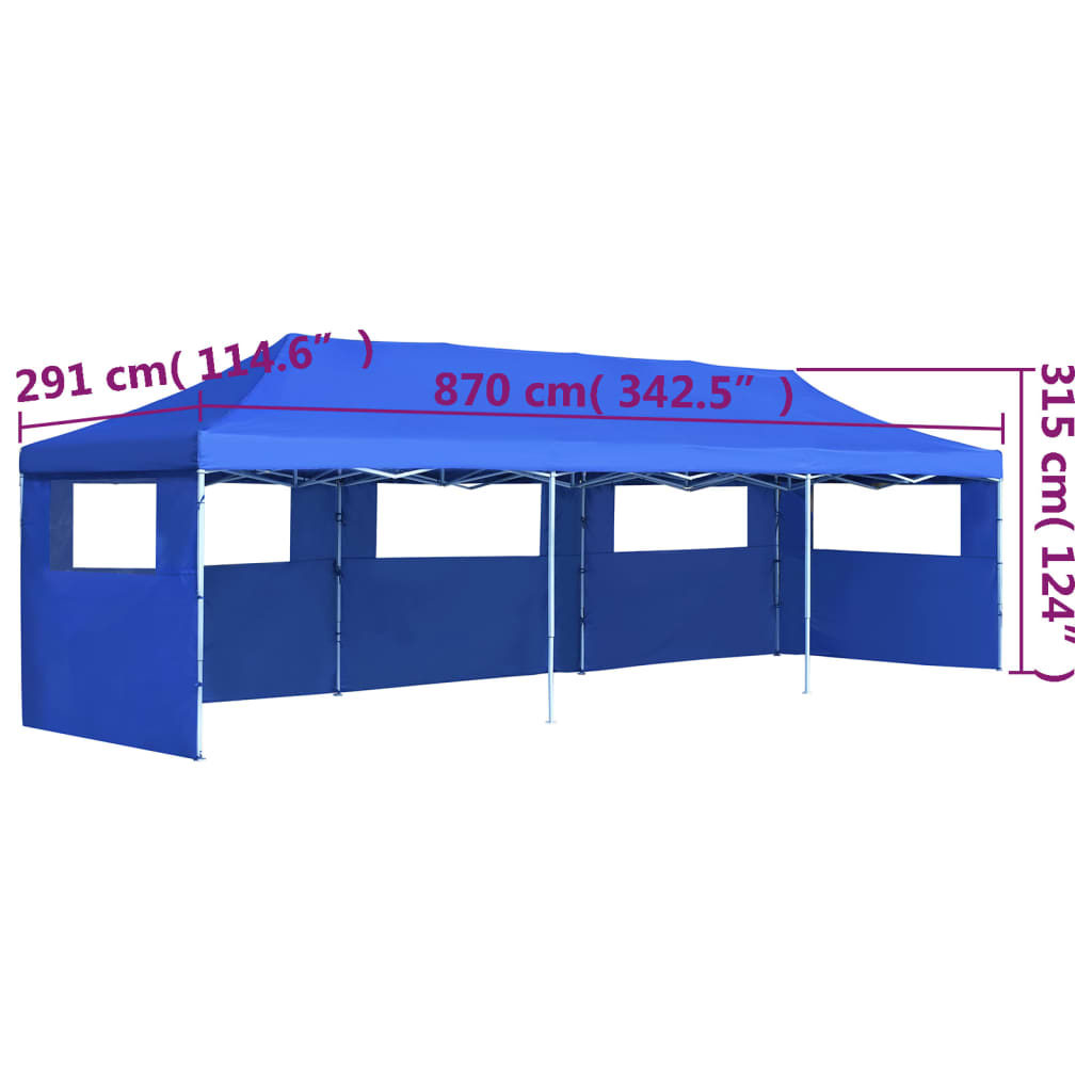 vidaXL saliekama nojume ar 5 sānu sienām, 3x9 m, zila