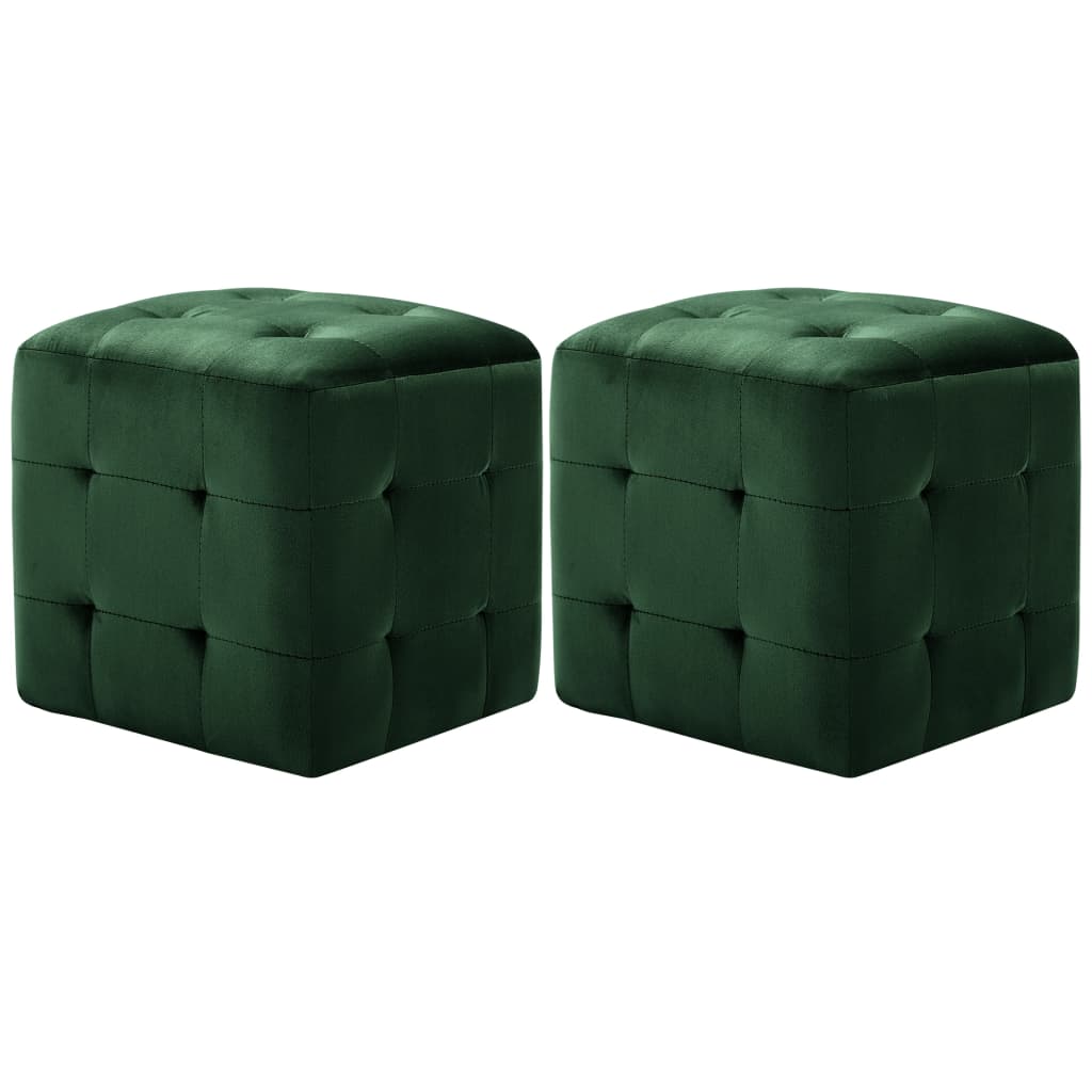 vidaXL pufi, 2 gab., zaļi, 30x30x30 cm, samts