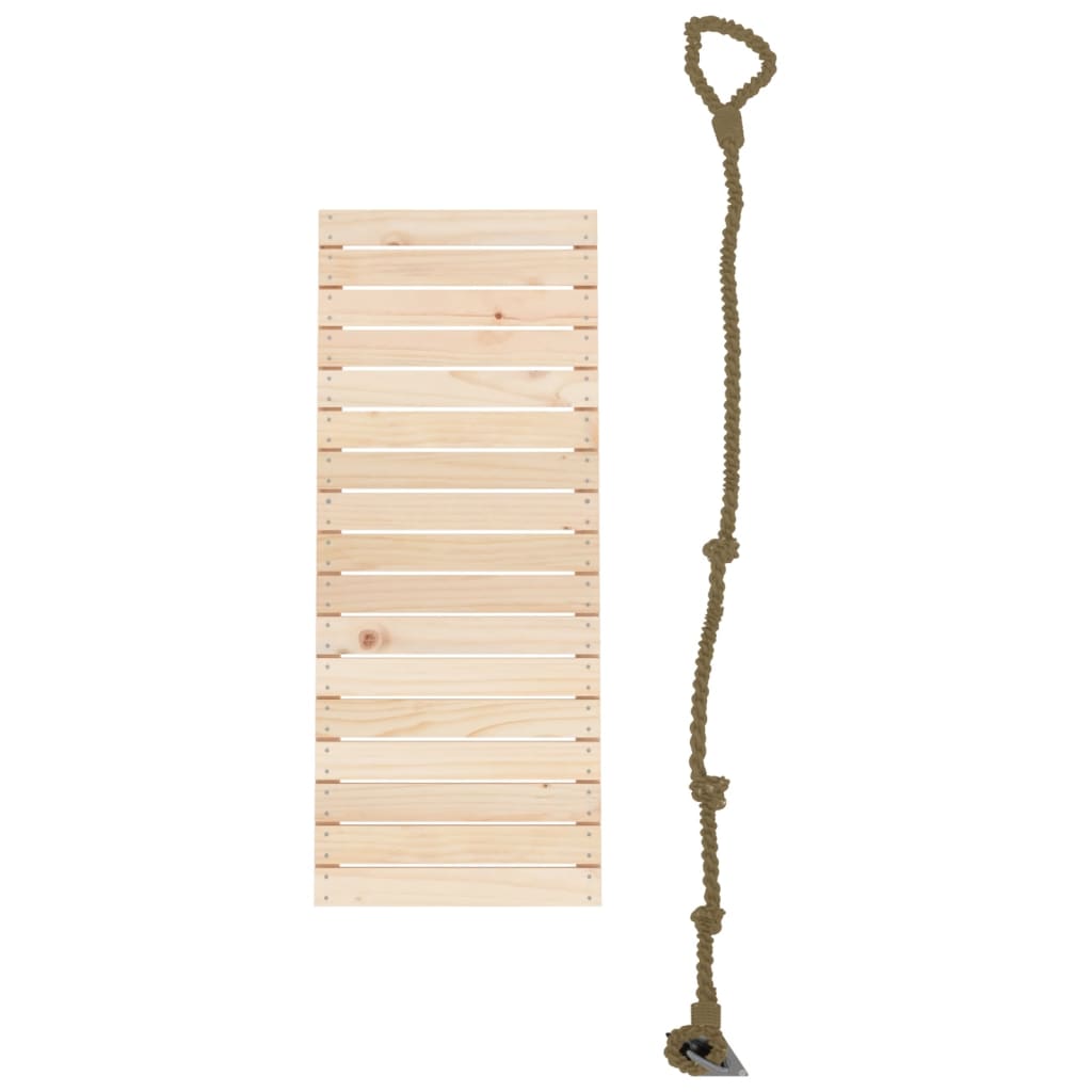 vidaXL kāpšanas siena ar virvi, 44,5x5x108 cm, priedes masīvkoks
