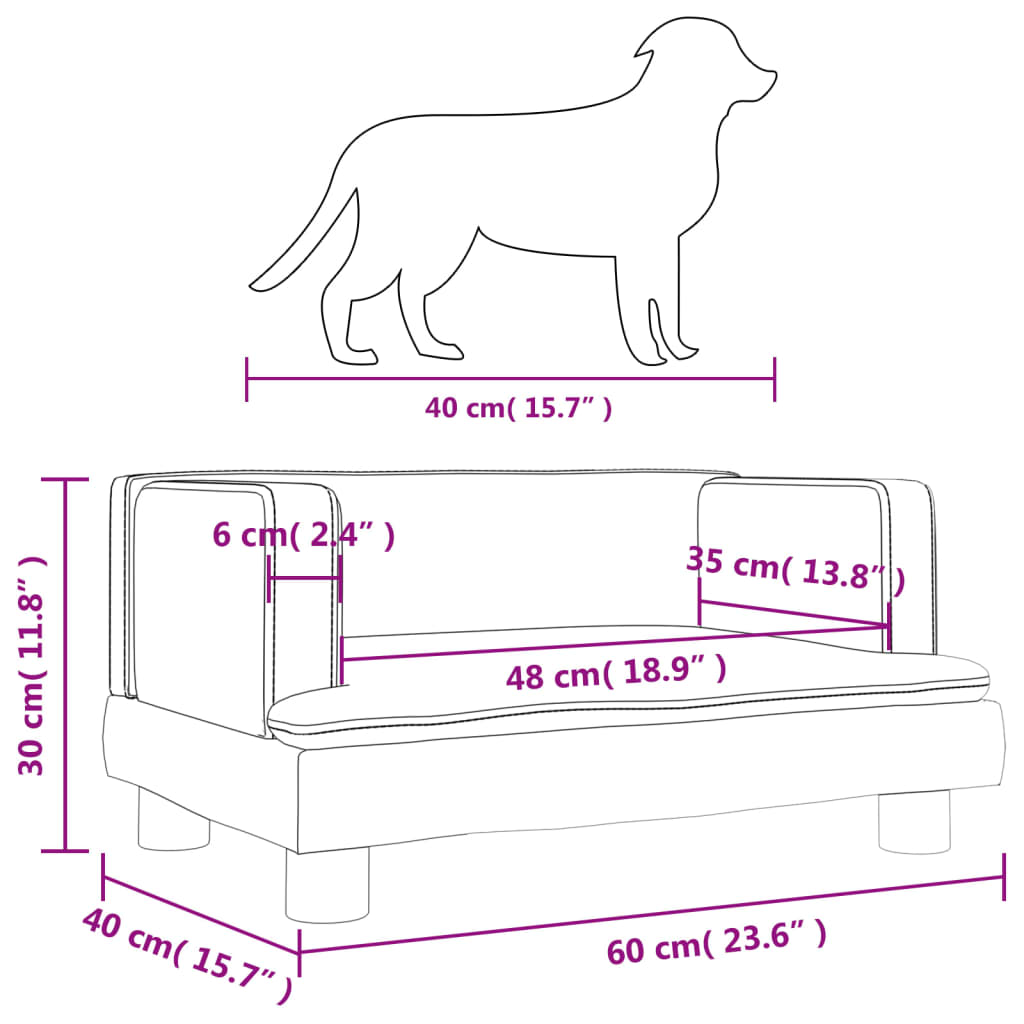 vidaXL gulta suņiem, gaiši pelēka, 60x40x30 cm, samts