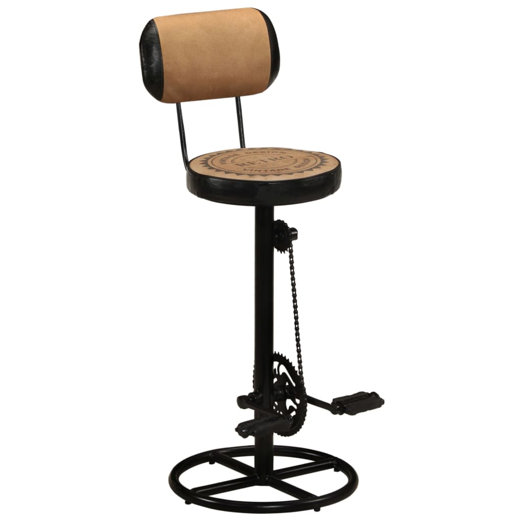 vidaXL bāra krēsli ar audekla apdruku, 2 gab., brūna, melna dabīgā āda