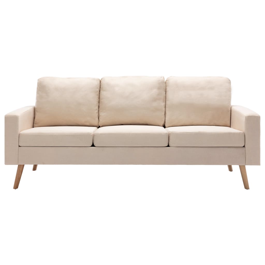 vidaXL 2-daļīgs dīvānu komplekts, krēmkrāsas audums