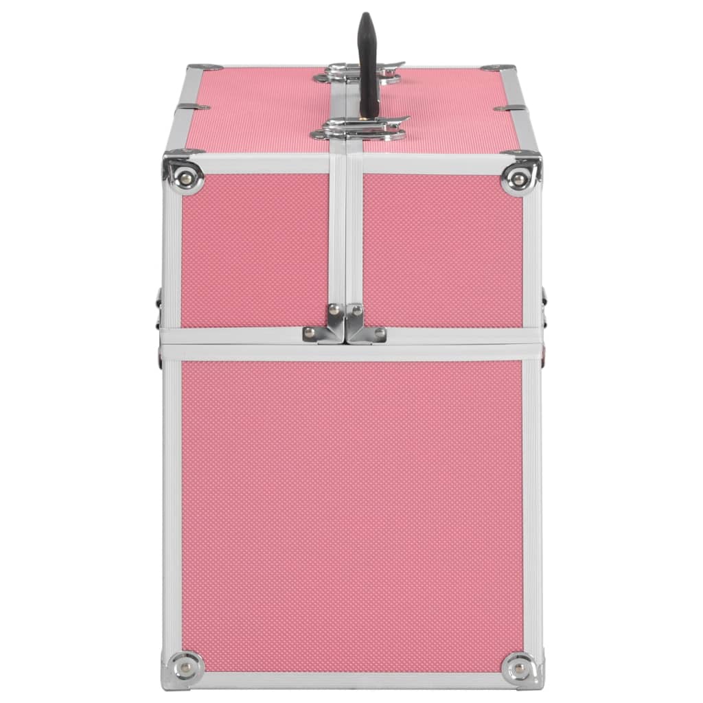 vidaXL kosmētikas koferis, 38x23x34 cm, alumīnijs, rozā