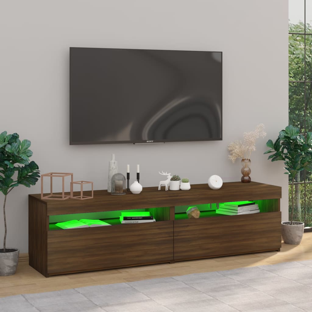 vidaXL TV skapīši ar LED lampiņām, 2 gab., ozolkoka krāsa, 75x35x40 cm