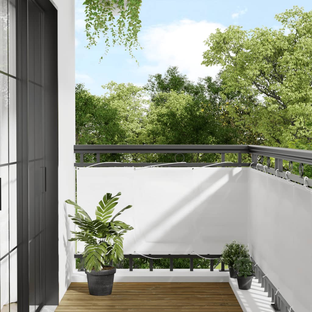 vidaXL balkona aizslietnis, balts, 75x1000cm, 100% poliestera oksforda