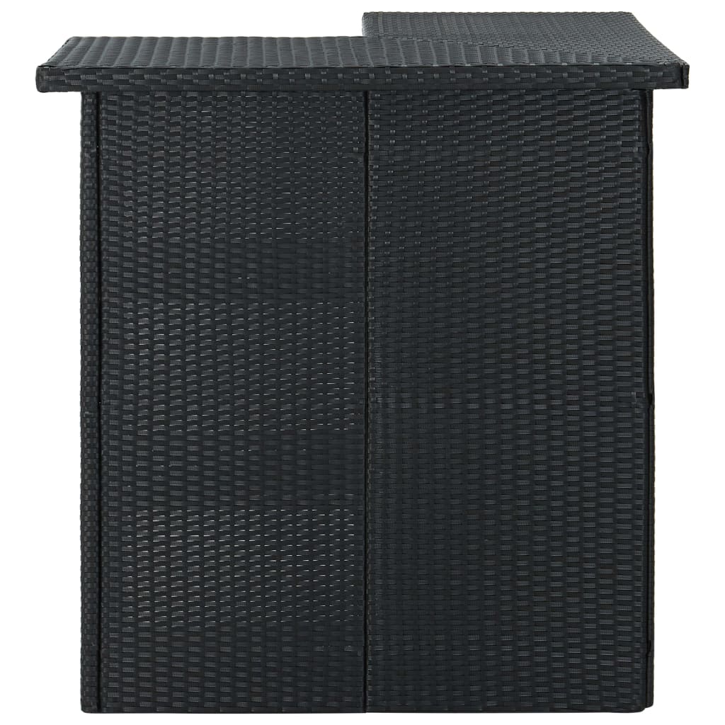 vidaXL stūra bāra galds, melns, 100x50x105 cm, PE rotangpalma