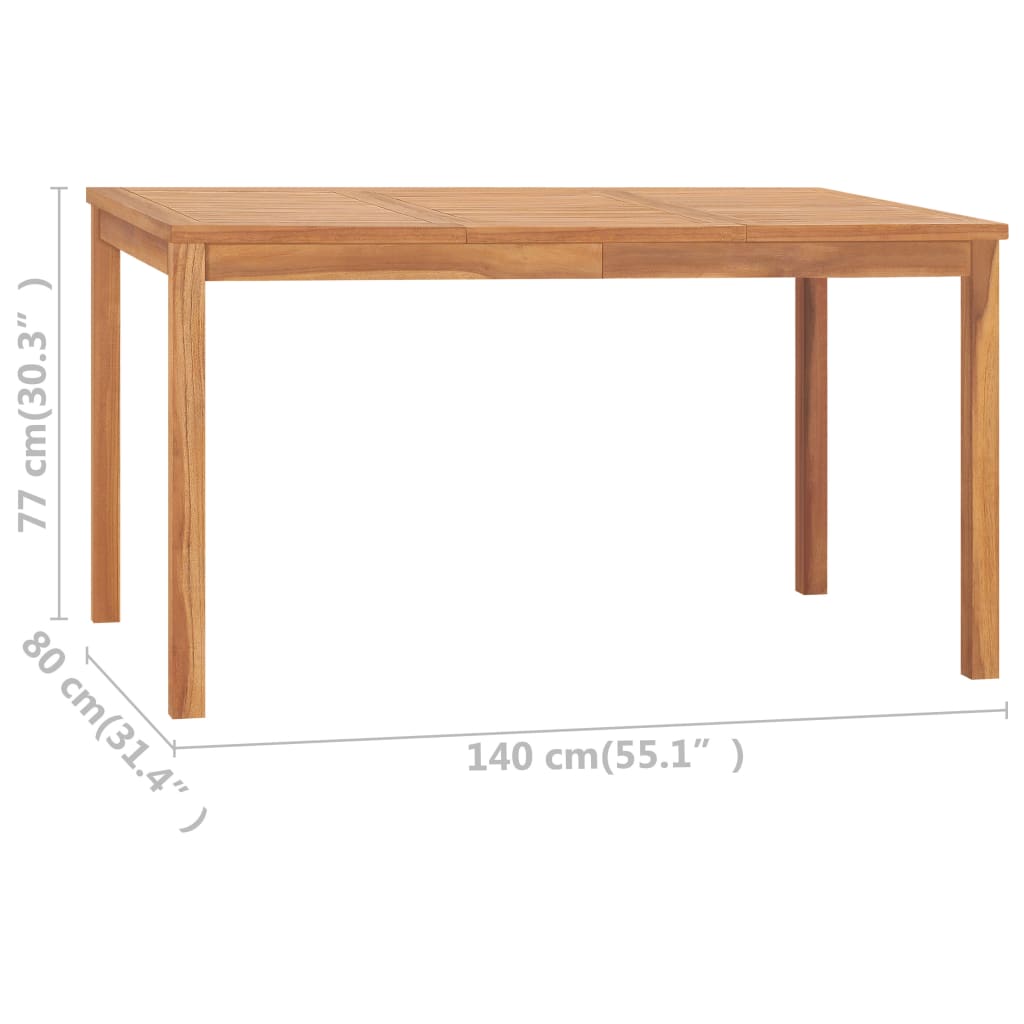 vidaXL dārza galds, 140x80x77 cm, masīvs tīkkoks