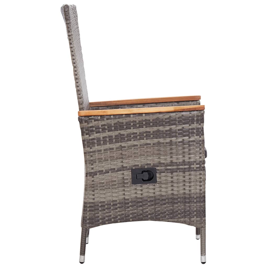 vidaXL dārza krēsli, 2 gab., ar matračiem, pelēka PE rotangpalma