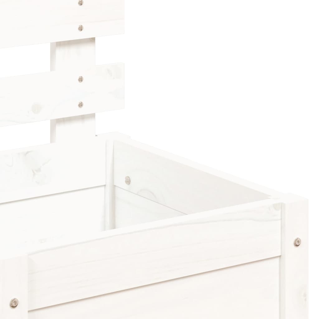 vidaXL dārza puķu kaste, balta, 39x39,5x114 cm, priedes masīvkoks