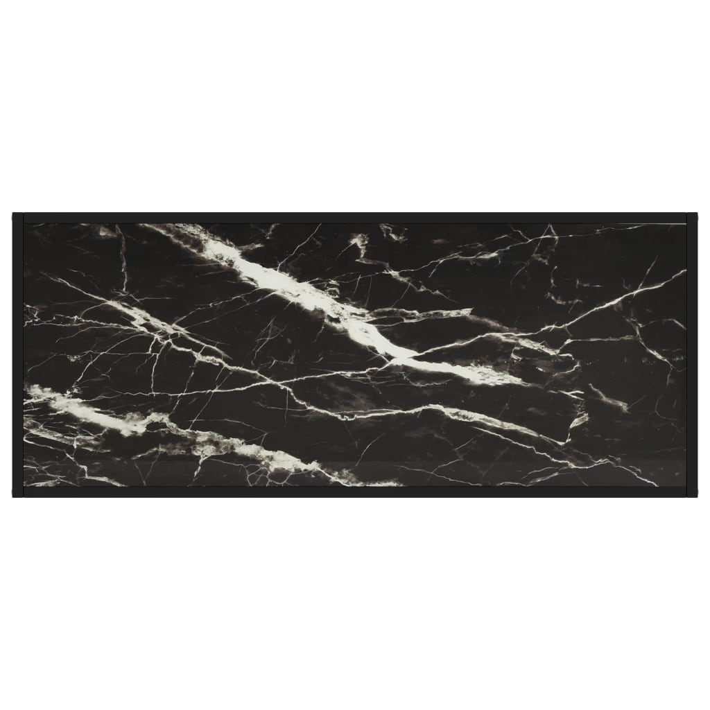 vidaXL kafijas galdiņš, 120x50x35 cm, melns marmora raksts, stikls