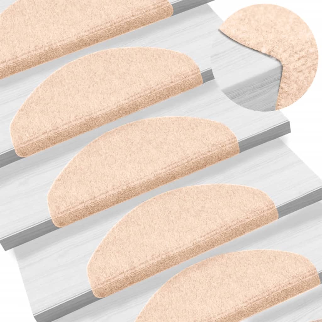 vidaXL kāpņu paklāji, 10 gab., pašlīmējoši, 65x21x4 cm, brūni