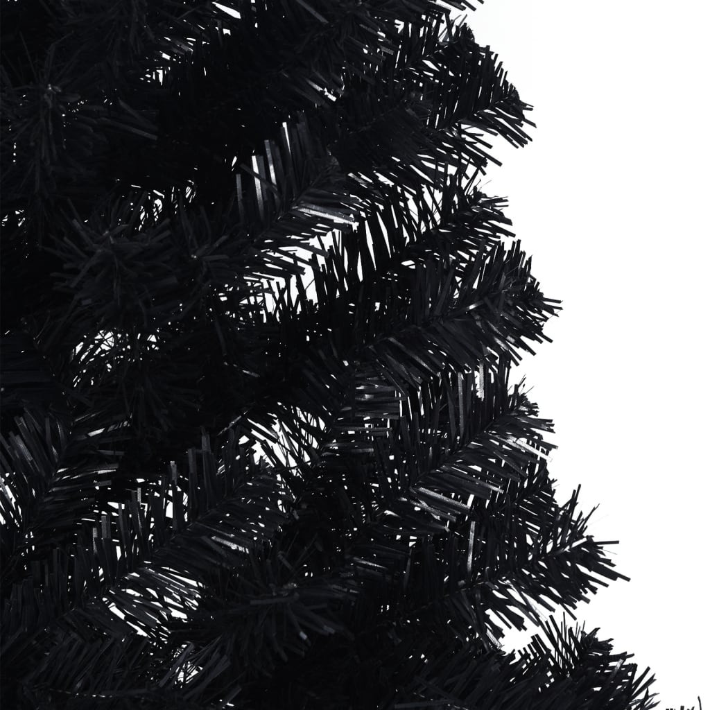 vidaXL mākslīgā Ziemassvētku egle ar statīvu, pusapaļa, 240 cm, melna