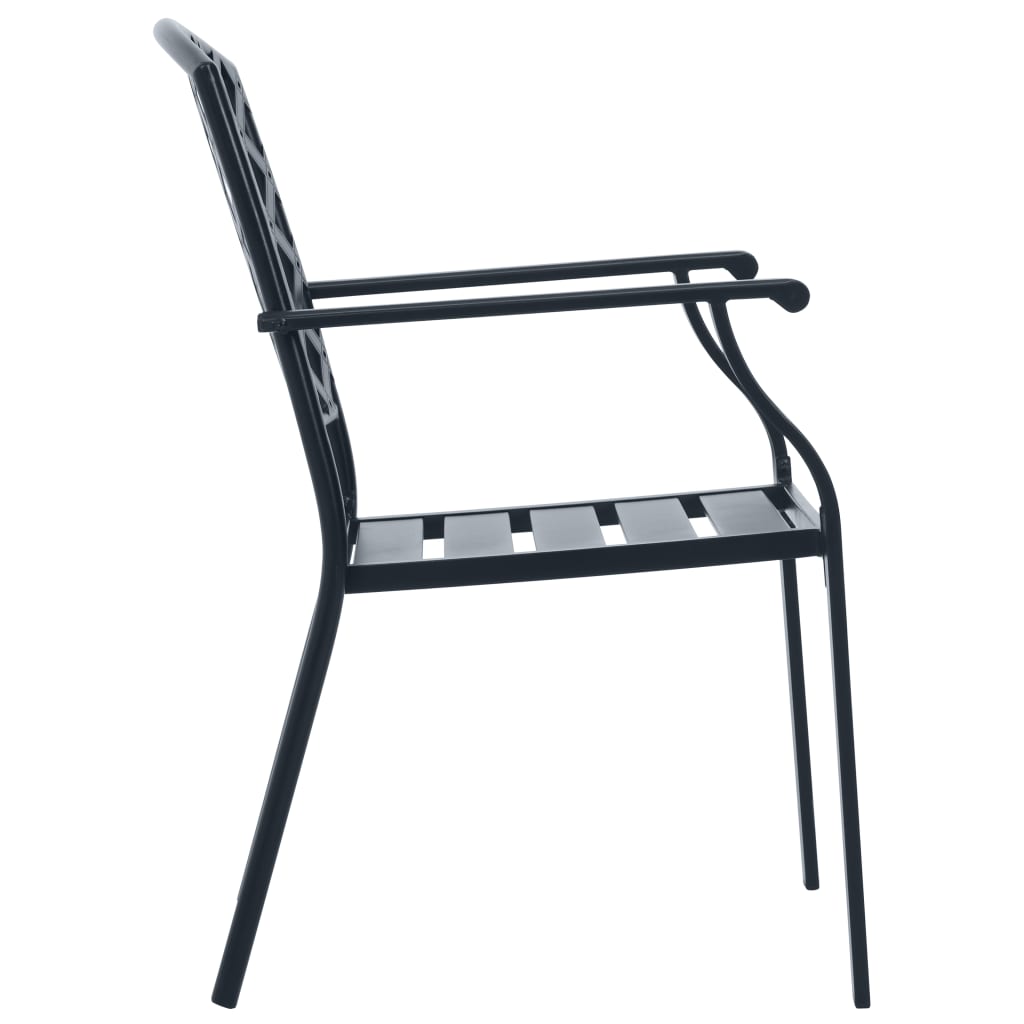 vidaXL dārza krēsli, 2 gab., tērauds, melni