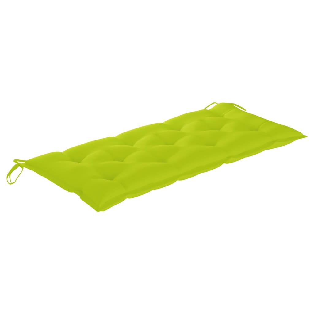 vidaXL sols ar spilgti zaļu matraci, 120 cm, masīvs tīkkoks