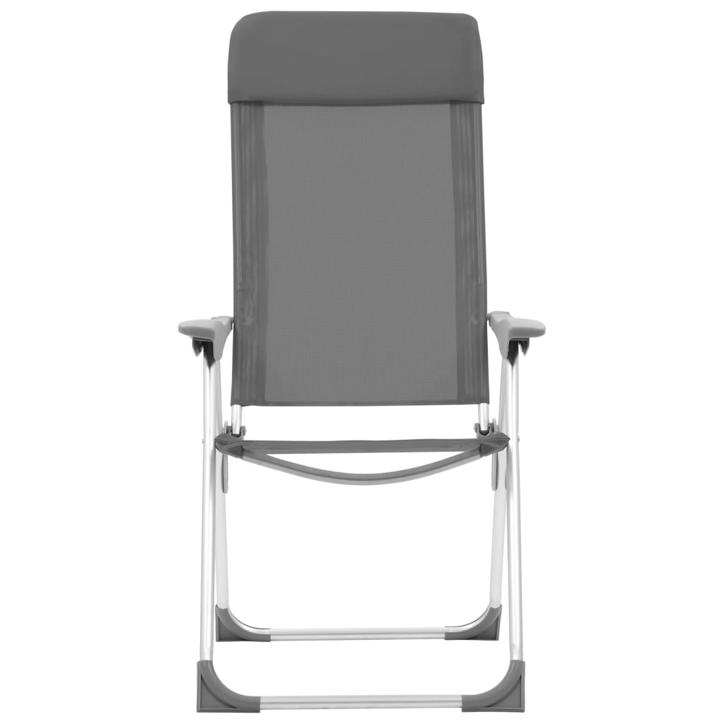 vidaXL kempinga krēsli, 2 gab., pelēki, alumīnijs, salokāmi