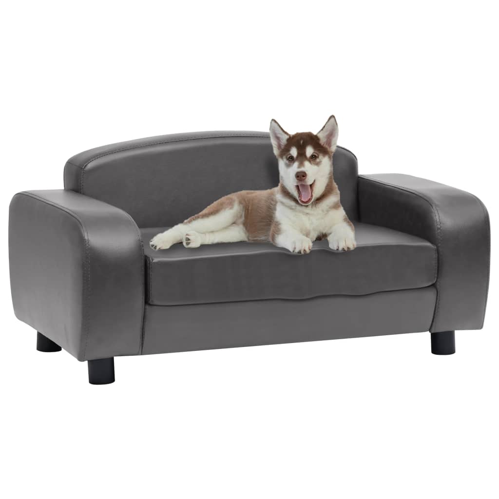 vidaXL suņu dīvāns, pelēks, 80x50x40 cm, mākslīgā āda