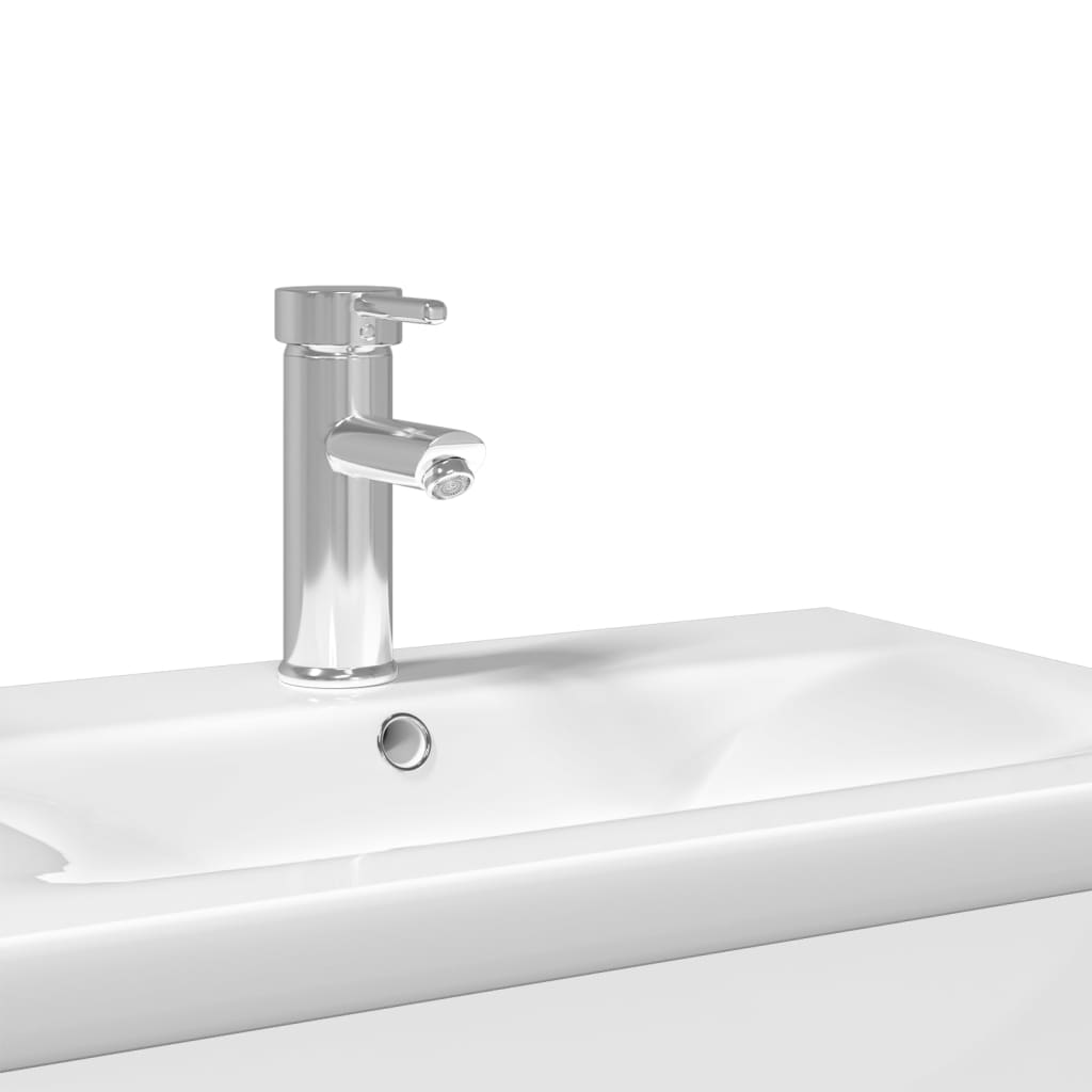 vidaXL vannasistabas skapītis ar iebūvētu izlietni, spīdīgi balts
