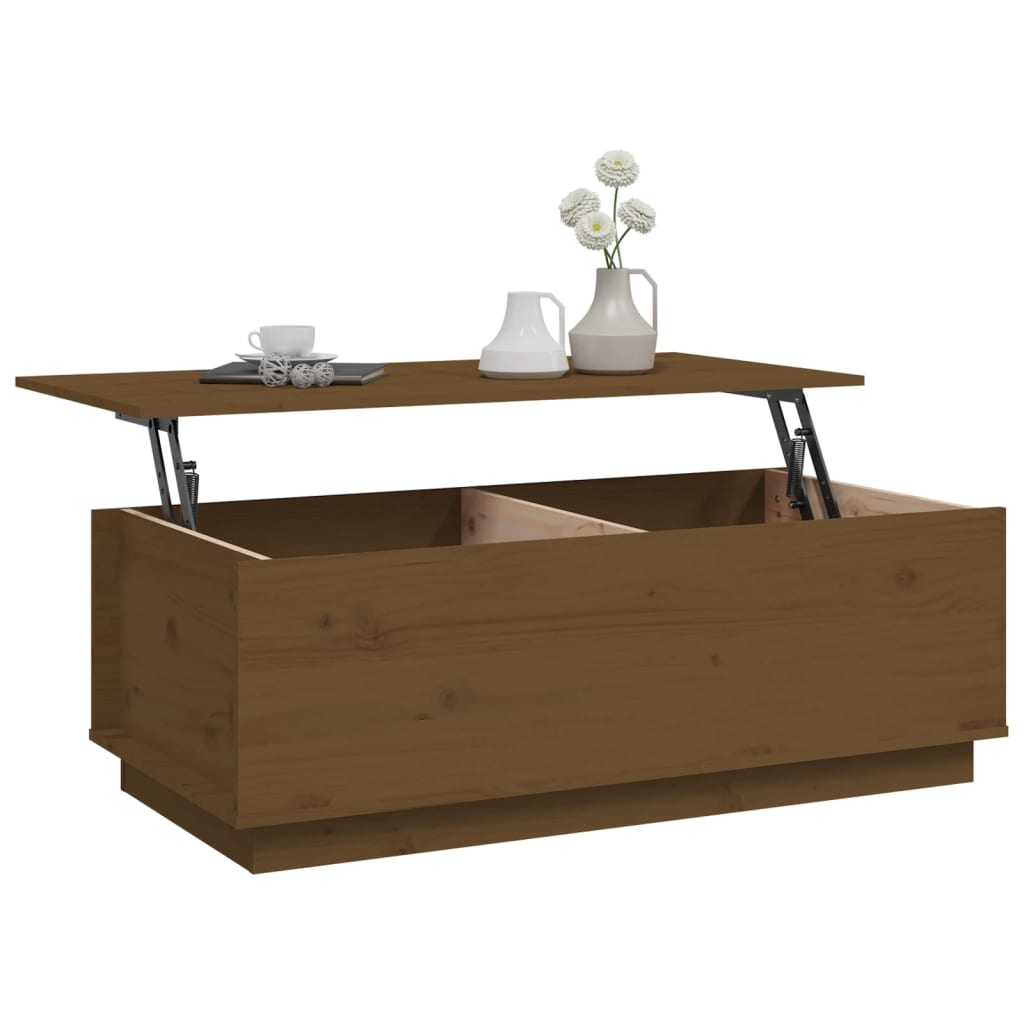 vidaXL kafijas galdiņš, medus brūns, 100x50x35 cm, priedes masīvkoks