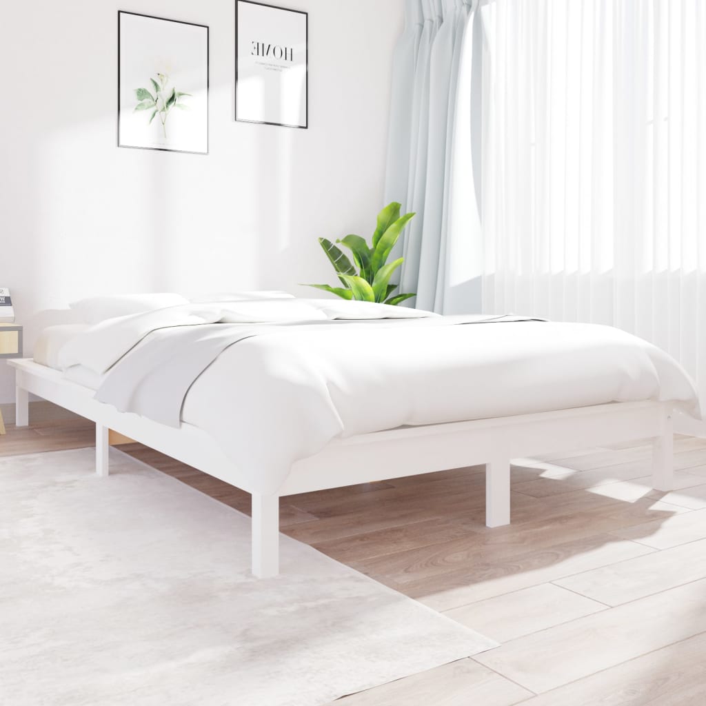 vidaXL gultas rāmis, balts, 160x200 cm, priedes masīvkoks