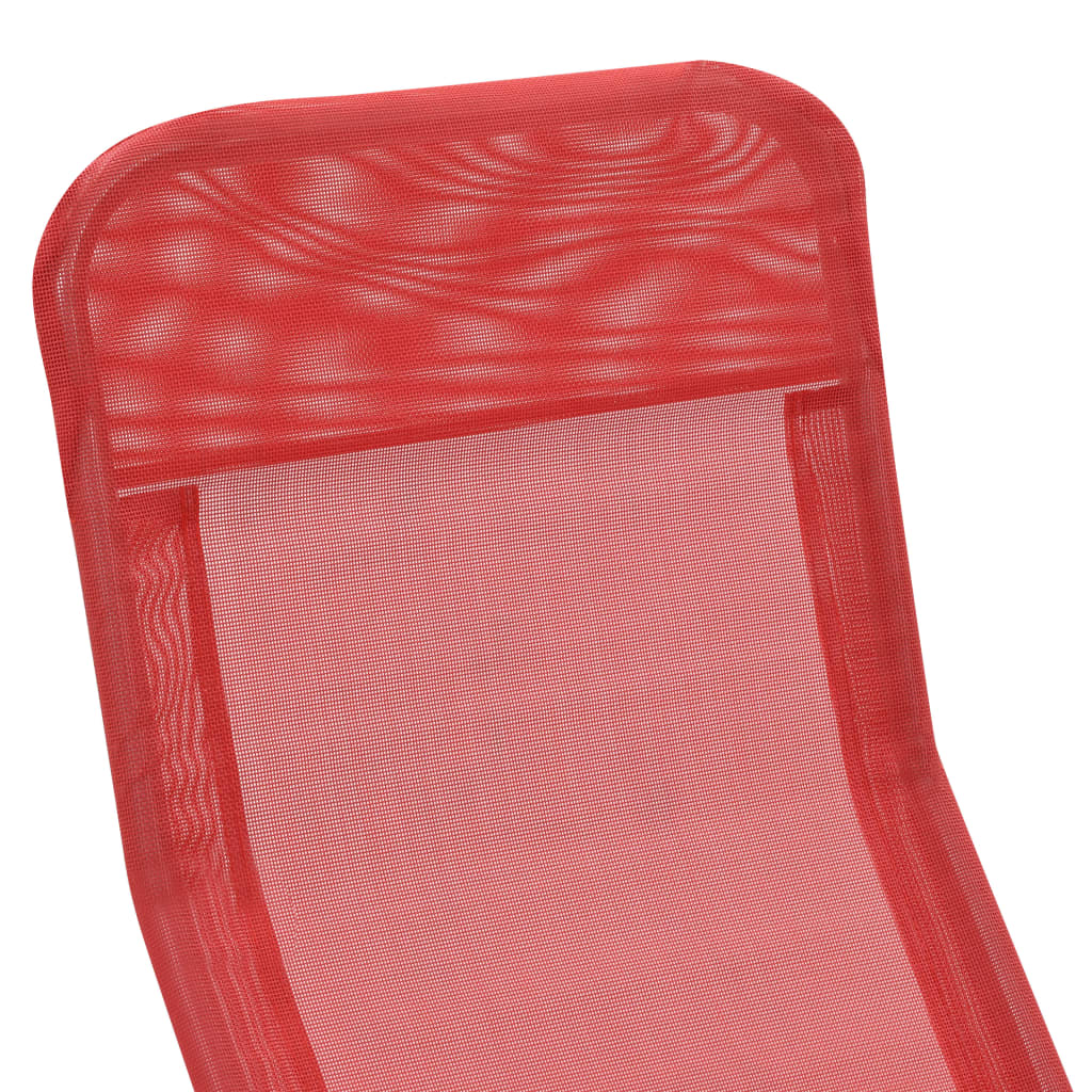vidaXL saliekami sauļošanās krēsli, 2 gab., sarkans tekstilēns