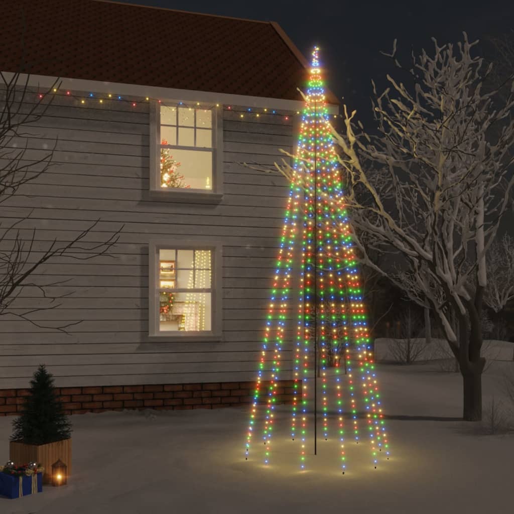 vidaXL Ziemassvētku egle ar pīķi, 732 krāsainas LED lampiņas, 500 cm