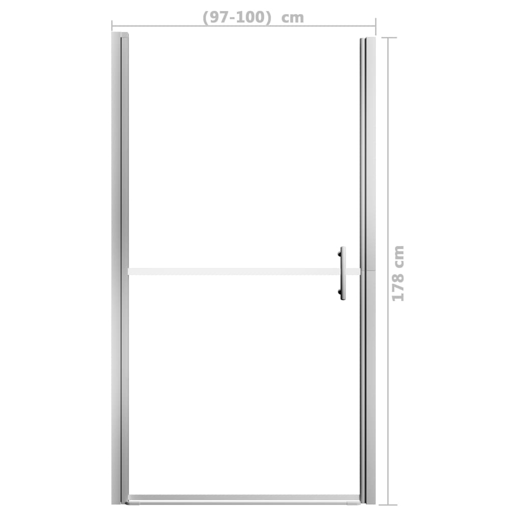 vidaXL dušas durvis, rūdīts stikls, 100x178 cm
