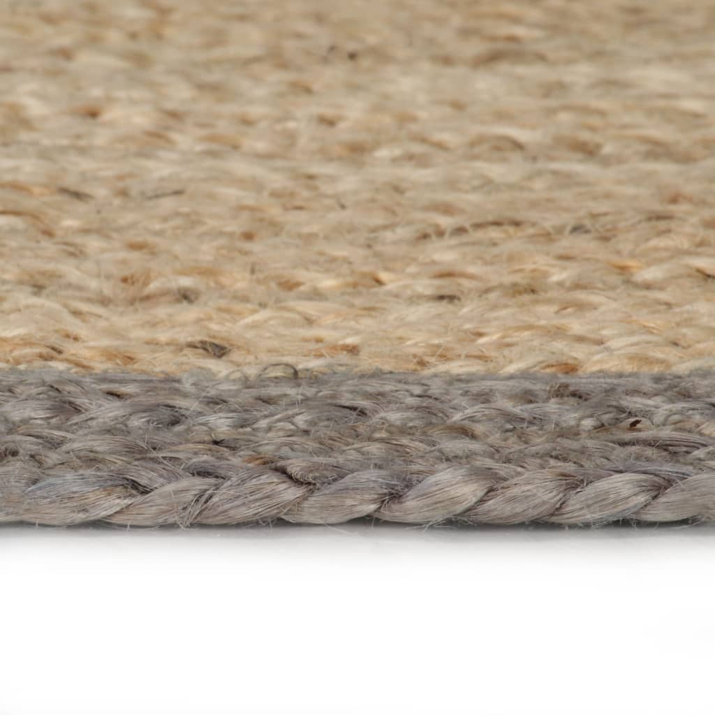vidaXL paklājs ar pelēku malu, džuta, 120 cm, roku darbs