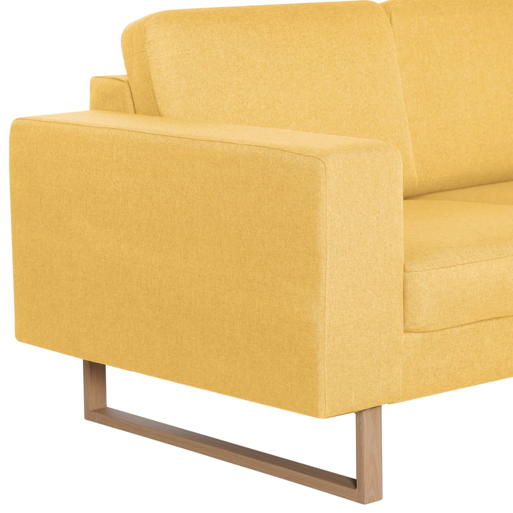 vidaXL trisvietīgs dīvāns, dzeltens audums