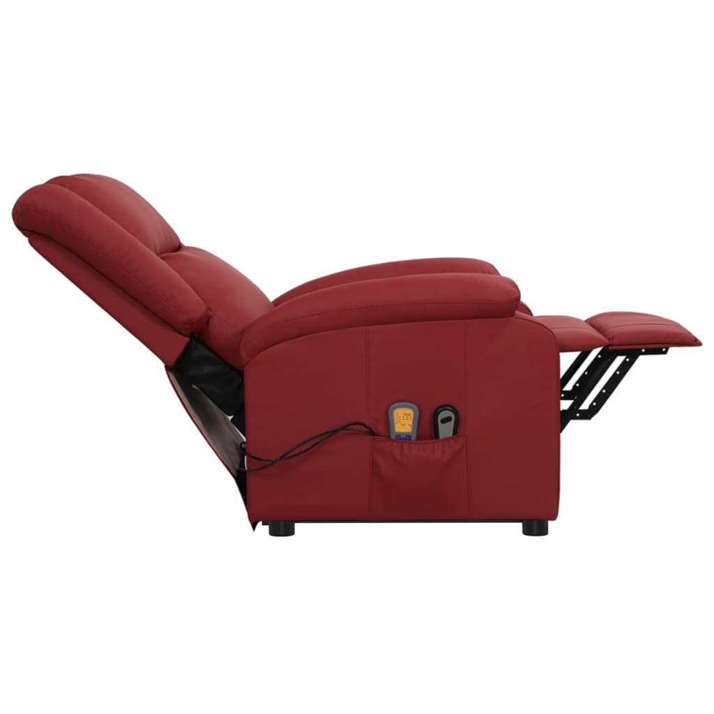 vidaXL masāžas krēsls, paceļams, vīnsarkana mākslīgā āda
