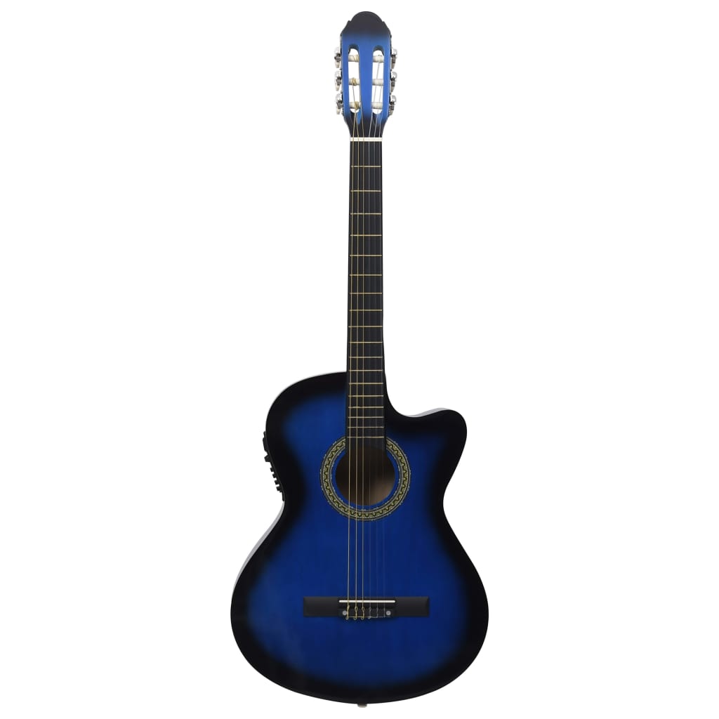 vidaXL 12-daļīgs ģitāras komplekts ar 6 stīgām un ekvalaizeru, zila