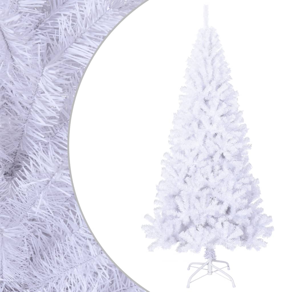 vidaXL mākslīgā Ziemassvētku egle, biezi zari, balta, 210 cm, PVC