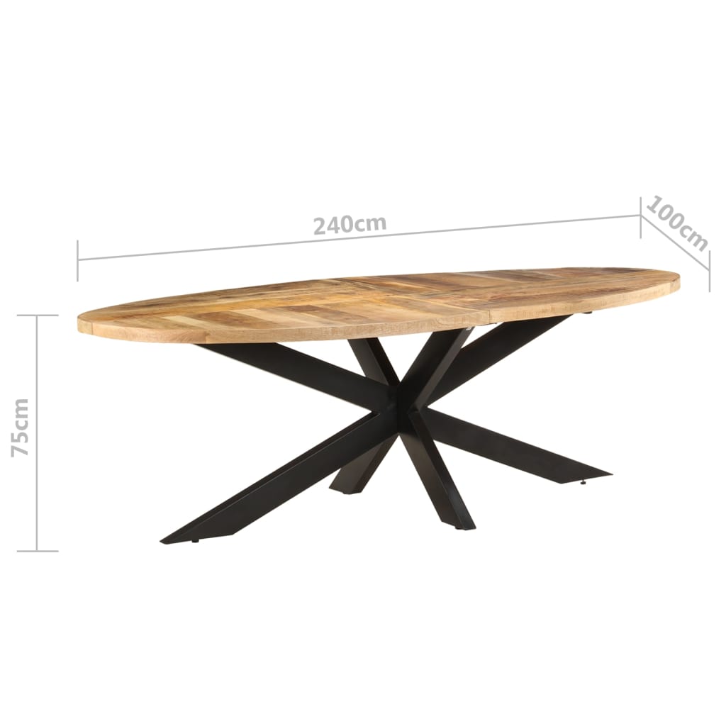 vidaXL virtuves galds, 240x100x75 cm, neapstrādāts mango koks
