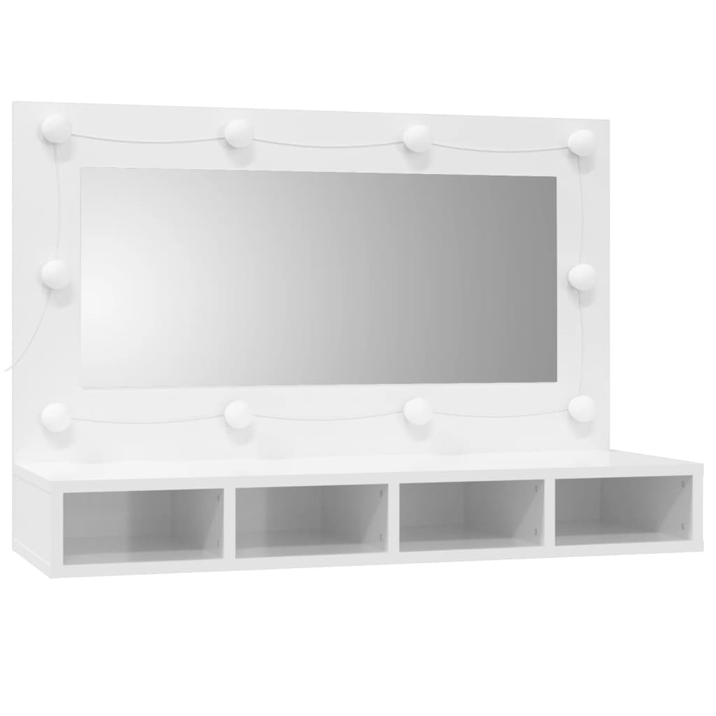 vidaXL spoguļskapītis ar LED, spīdīgi balts, 90x31,5x62 cm