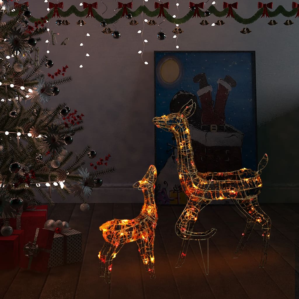 vidaXL akrila ziemeļbriežu Ziemassvētku dekorācija, 160 krāsainas LED
