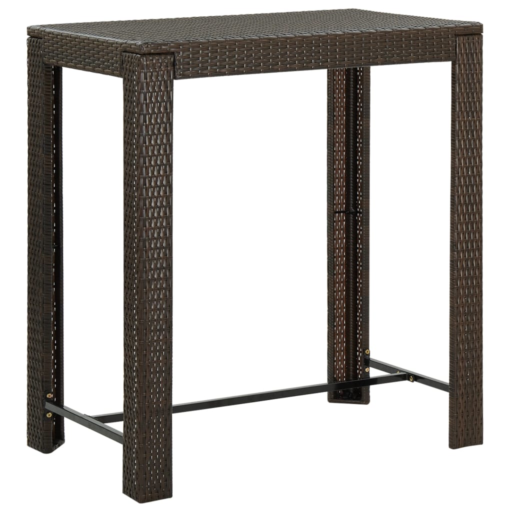 vidaXL dārza bāra galds, brūns, 100x60,5x110,5 cm, PE rotangpalma