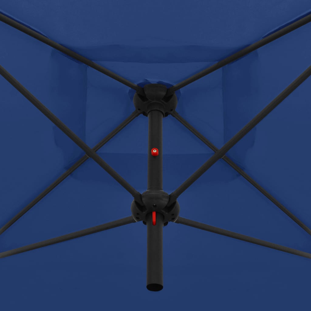 vidaXL dubultais saulessargs ar tērauda kātu, 250x250 cm, debeszils