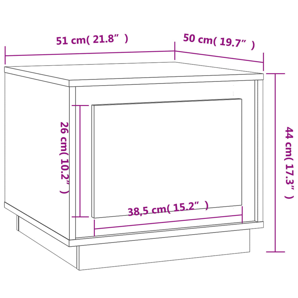 vidaXL kafijas galdiņš, spīdīgi balts, 51x50x44 cm, inženierijas koks