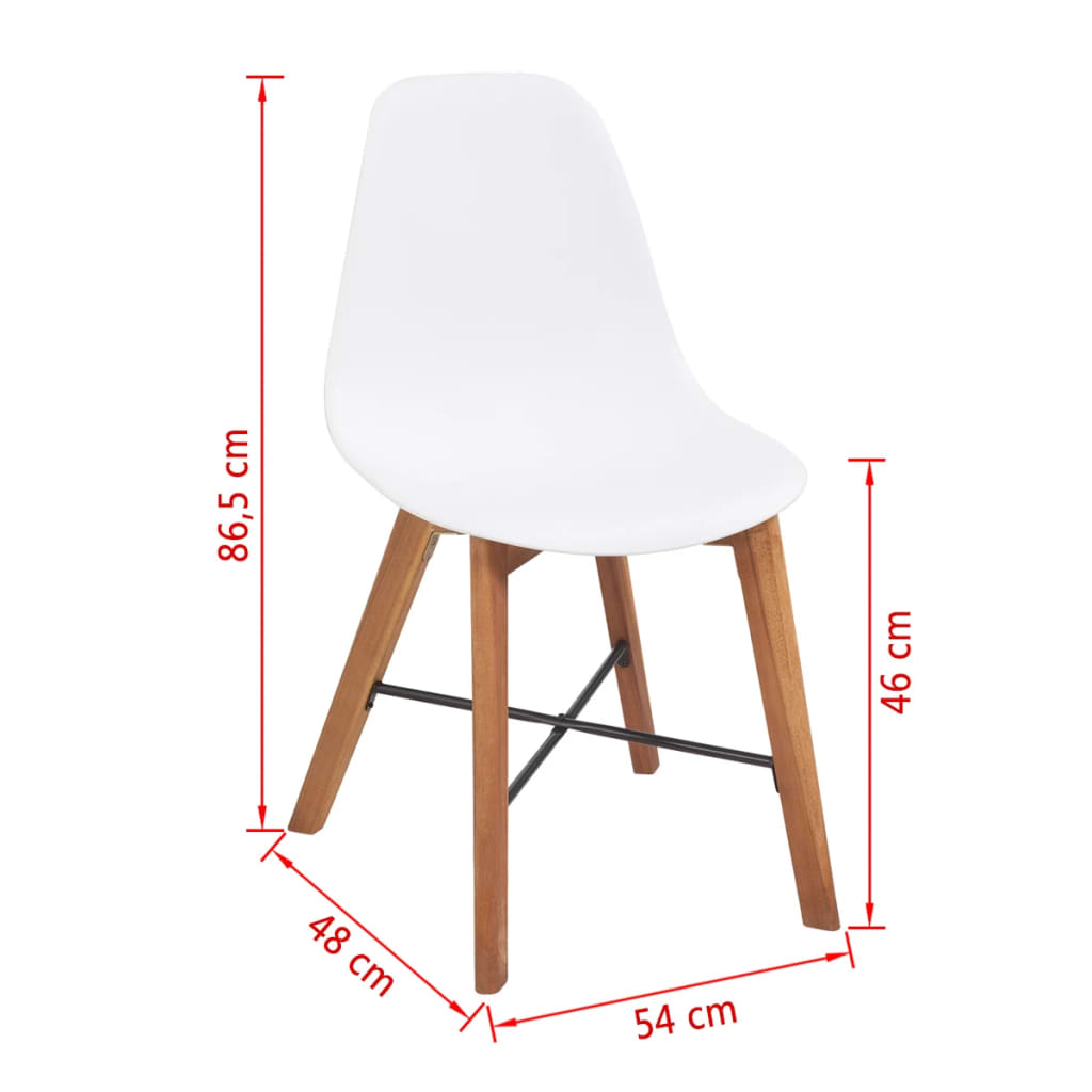 vidaXL virtuves krēsli, 2 gab., balta plastmasa