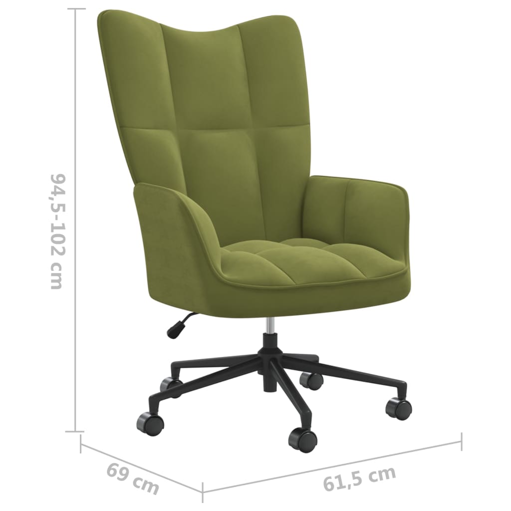 vidaXL atpūtas krēsls, gaiši zaļš samts