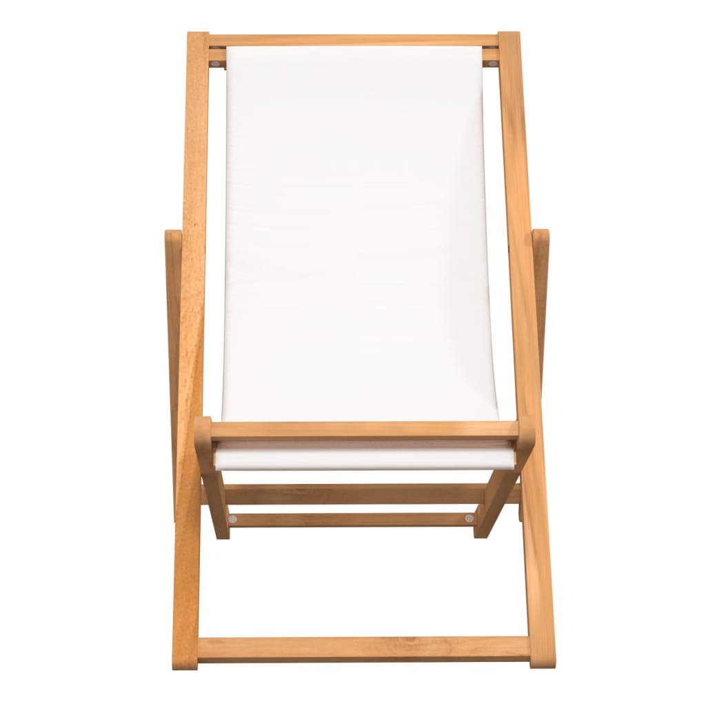 vidaXL pludmales krēsls, 56x105x96 cm, tīkkoks, krēmkrāsā