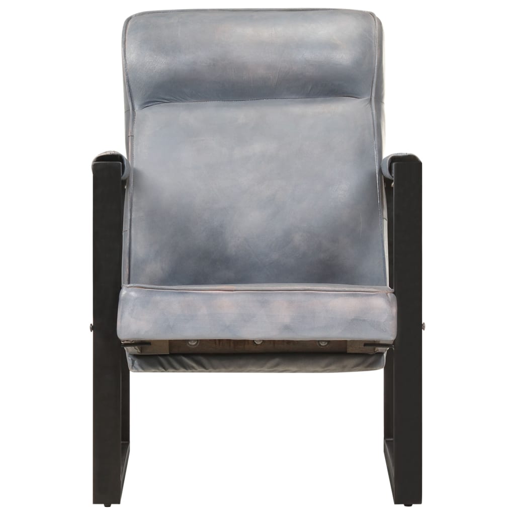 vidaXL atpūtas krēsls, 60x75x90 cm, pelēka dabīga kazas āda