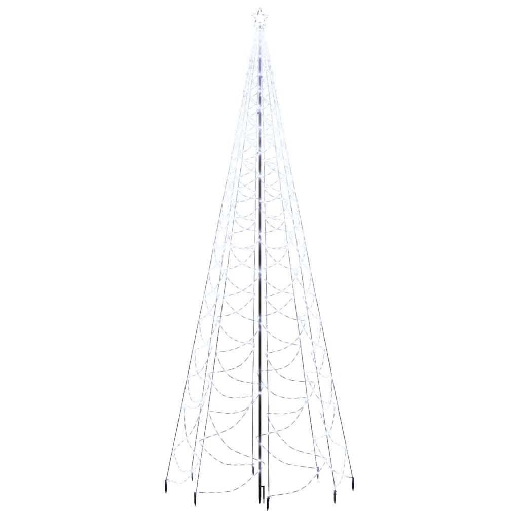 vidaXL Ziemassvētku eglīte ar metāla kātu, 1400 vēsi baltas LED, 3 m