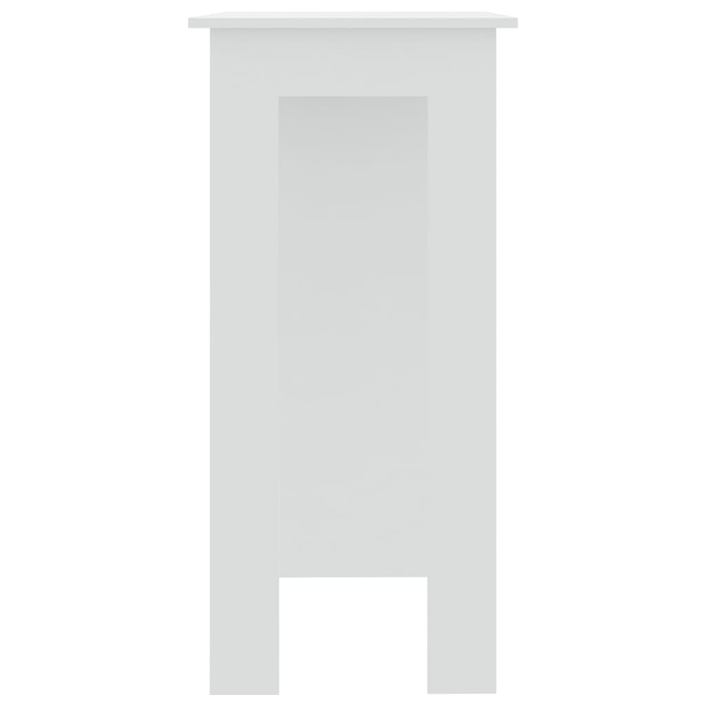 vidaXL bāra galds ar plauktu, balts, 102x50x103,5 cm, skaidu plāksne