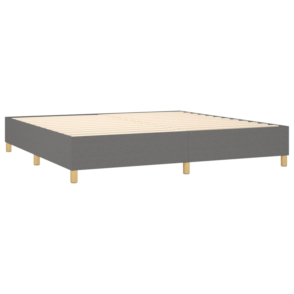 vidaXL atsperu gulta ar matraci, tumši pelēka audums, 200x200cm