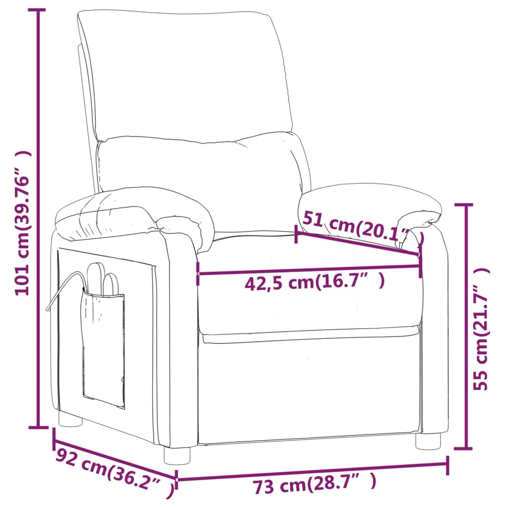 vidaXL masāžas krēsls, brūns audums
