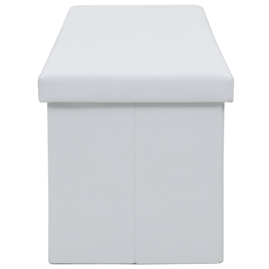vidaXL sols ar kasti, saliekams, mākslīgā āda, 150x38x38 cm, balts
