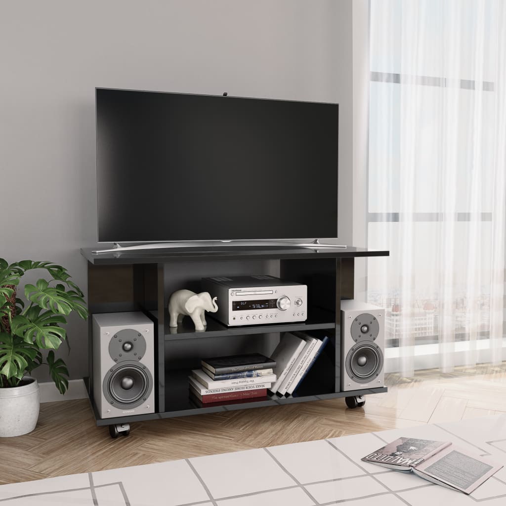 vidaXL TV skapītis uz ritentiņiem, 80x40x40 cm, skaidu plāksne, melns