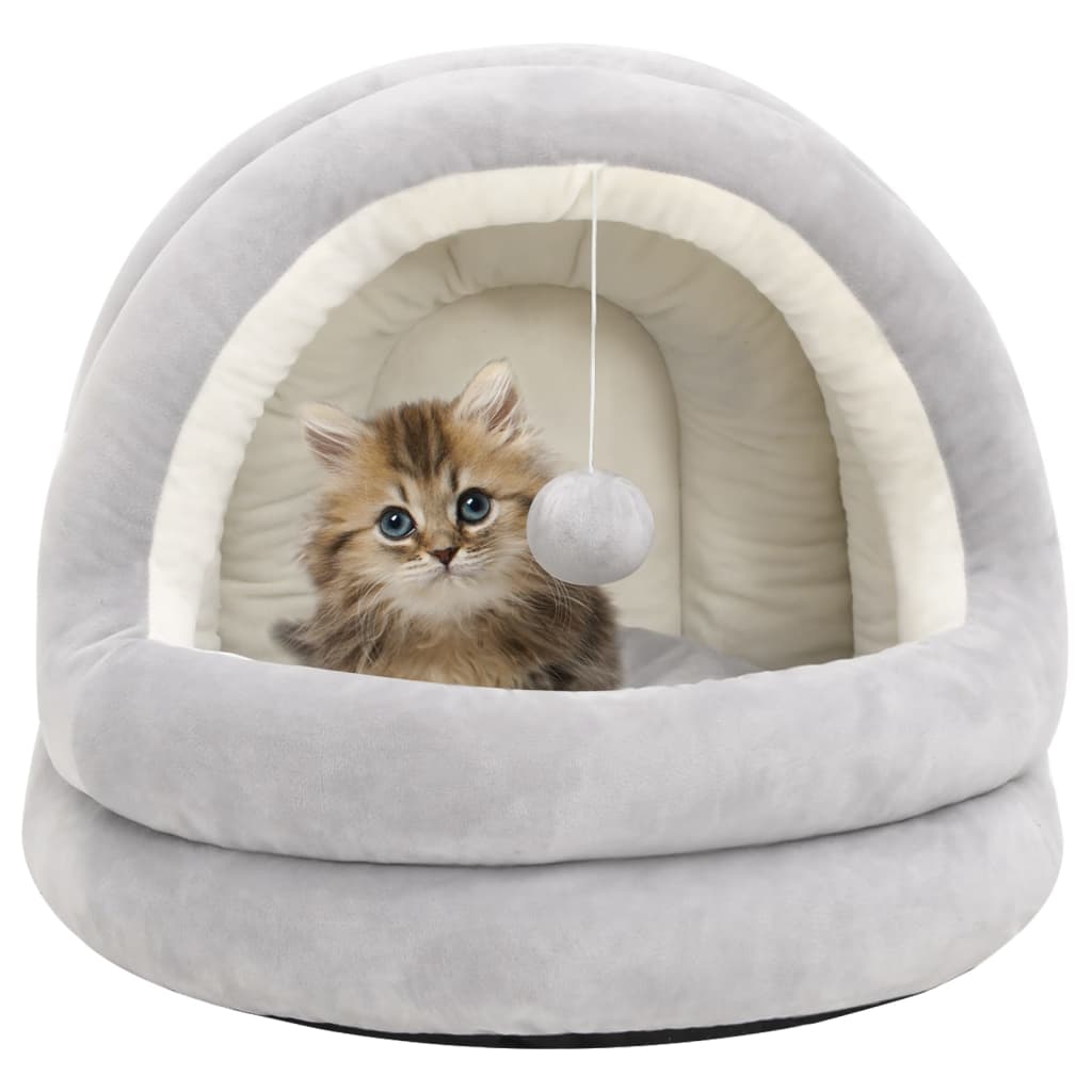vidaXL kaķu gulta, 50x50x45 cm, pelēka un krēmkrāsas