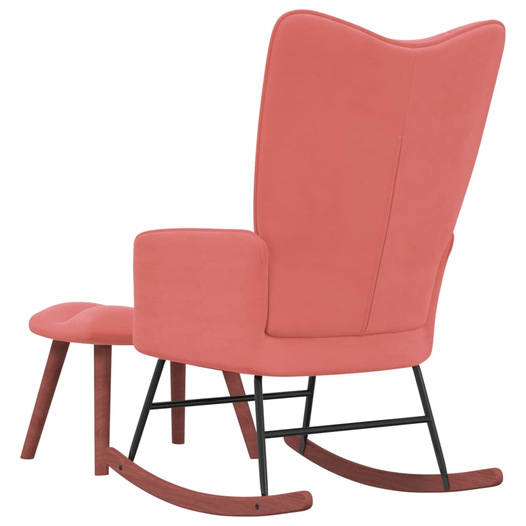 vidaXL šūpuļkrēsls ar kāju balstu, rozā samts