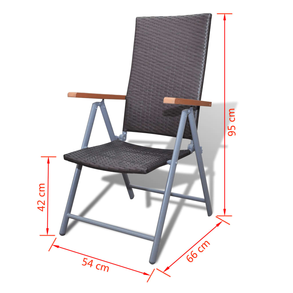 vidaXL dārza krēsli, 2 gab., PE rotangpalma un alumīnijs, brūni